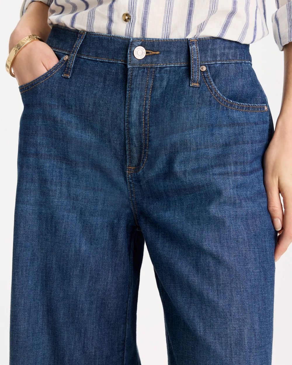 Lightweight Wide-Leg Capri Jeans click to view larger image.