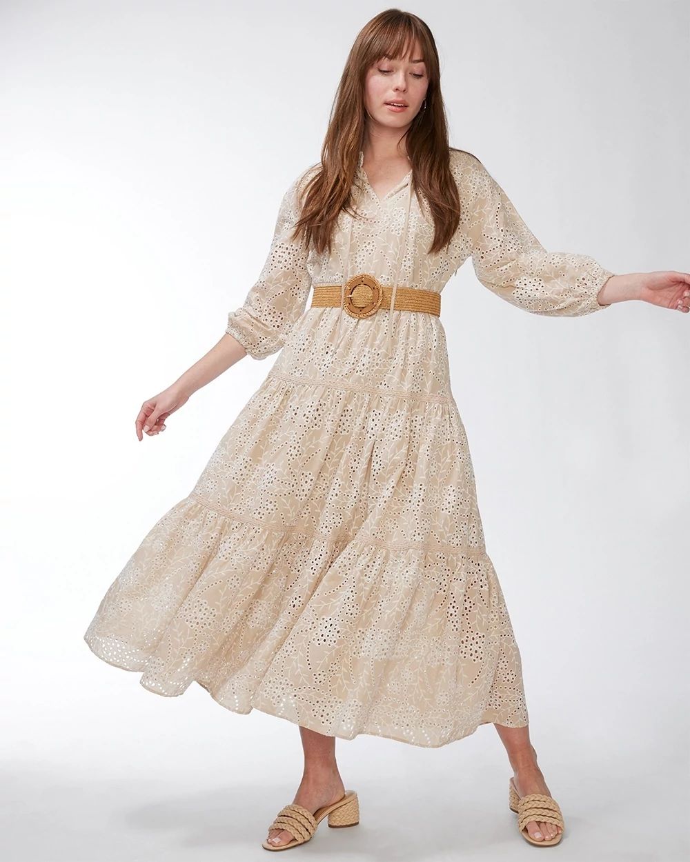 Ruffle Neck Tiered Dress
