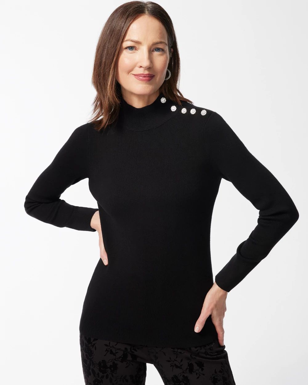 ECOVERO Jeweled Button Sweater