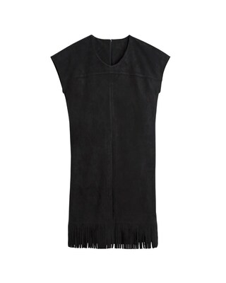 Faux-Suede Fringe Dress