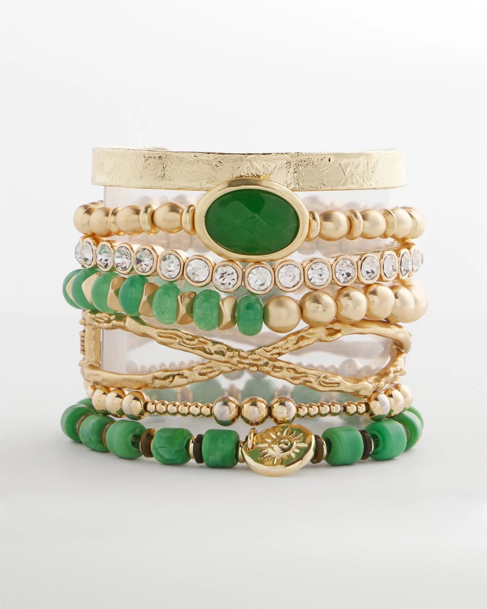 Two-Tone Agate Accented Stretch Bracelet