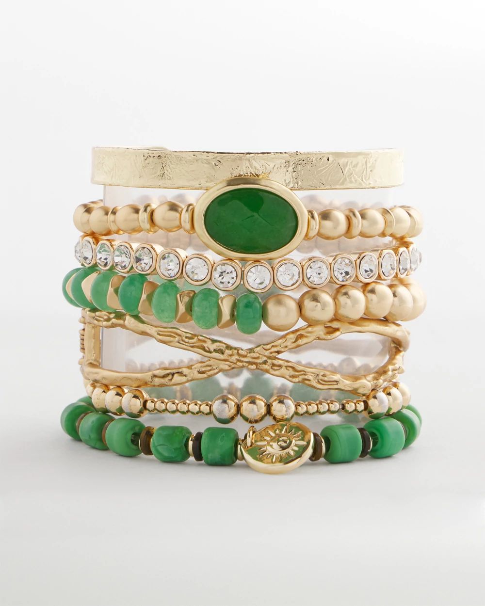 Two-Tone Agate Accented Stretch Bracelet