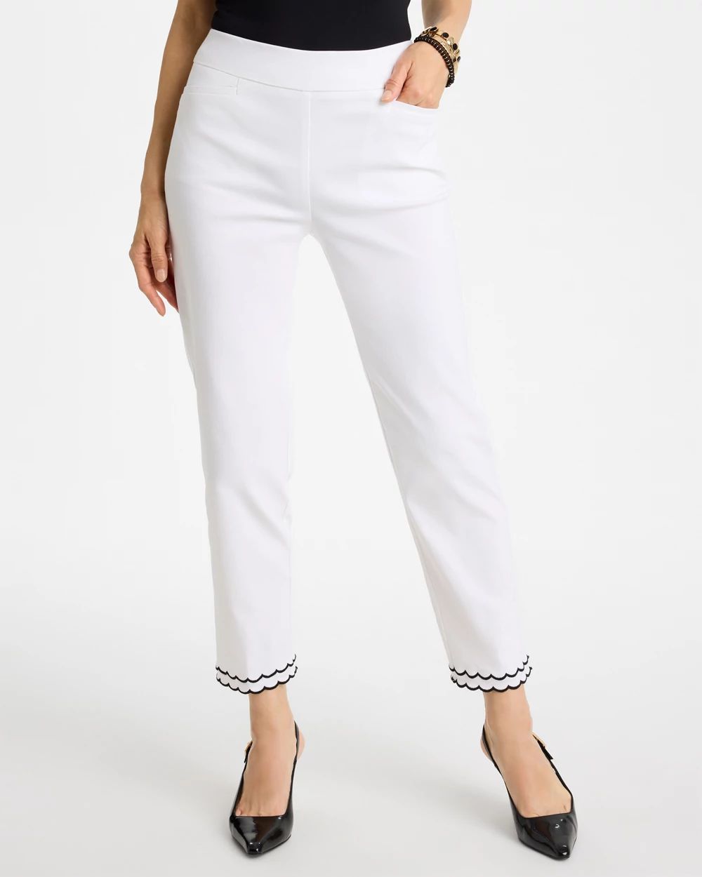 Petite Contrast Scallop Brigitte™ Slim Crop Pant