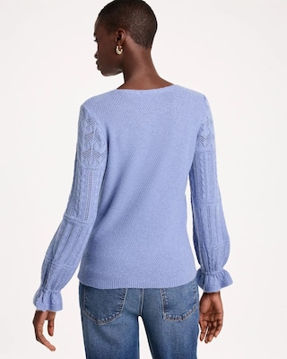 Pointelle Crochet-Lace Sleeve Pullover click to view larger image.