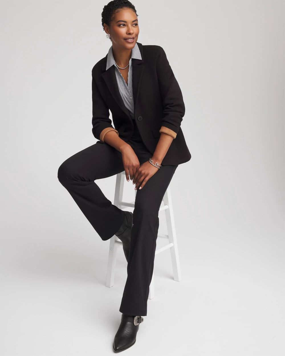 Single-Breasted Sweater Blazer