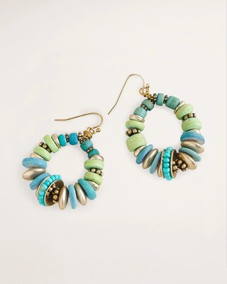 Cool Tone Beaded Drop Hoop Earrings
