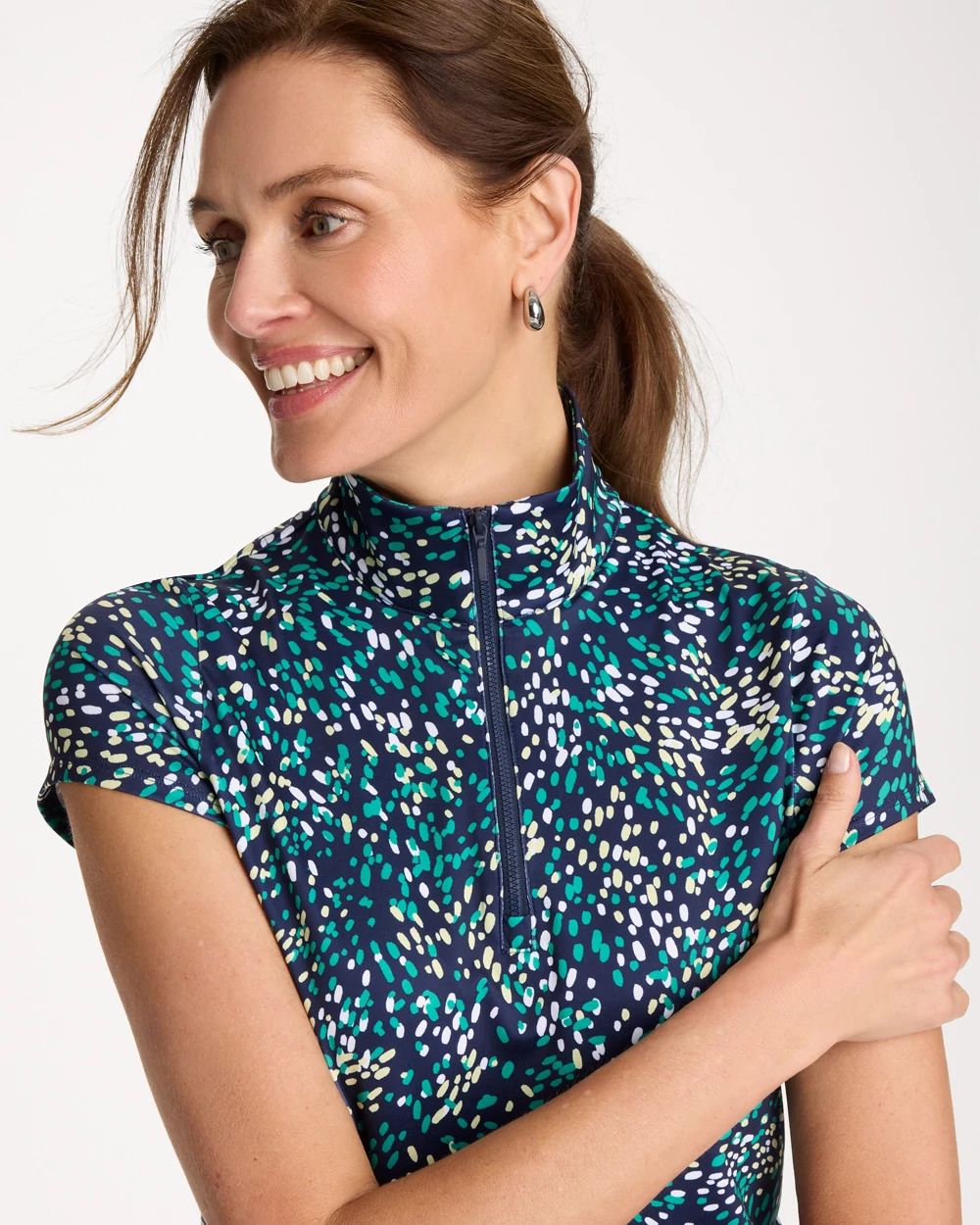 Zenergy® UPF Dots Half Zip Polo click to view larger image.