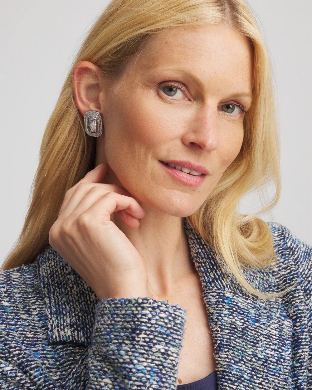 No Droop® Silvertone Square Clip-On Earrings