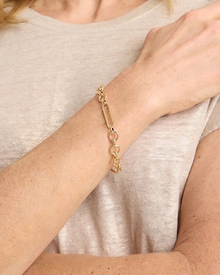 Shiny Goldtone Novelty Charm Bracelet click to view larger image.