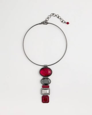 Red Linear Drop Collar Necklace