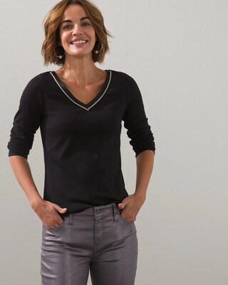 Touch of Cool Satin-Trim Layering Tee