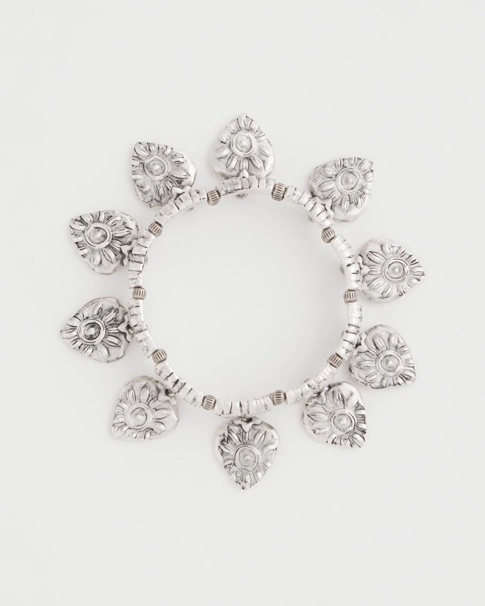 Silver-Tone Leaf Charm Bracelet