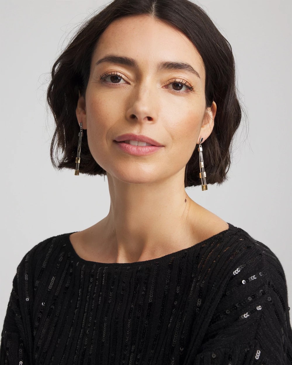 Mixed Metal Linear Earrings