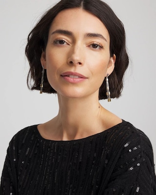 Mixed Metal Linear Earrings click to view larger image.