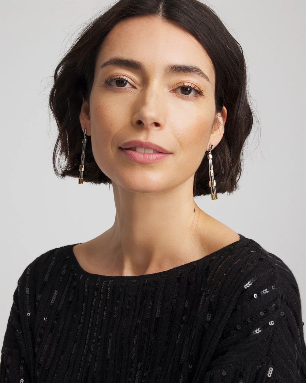 Mixed Metal Linear Earrings click to view larger image.