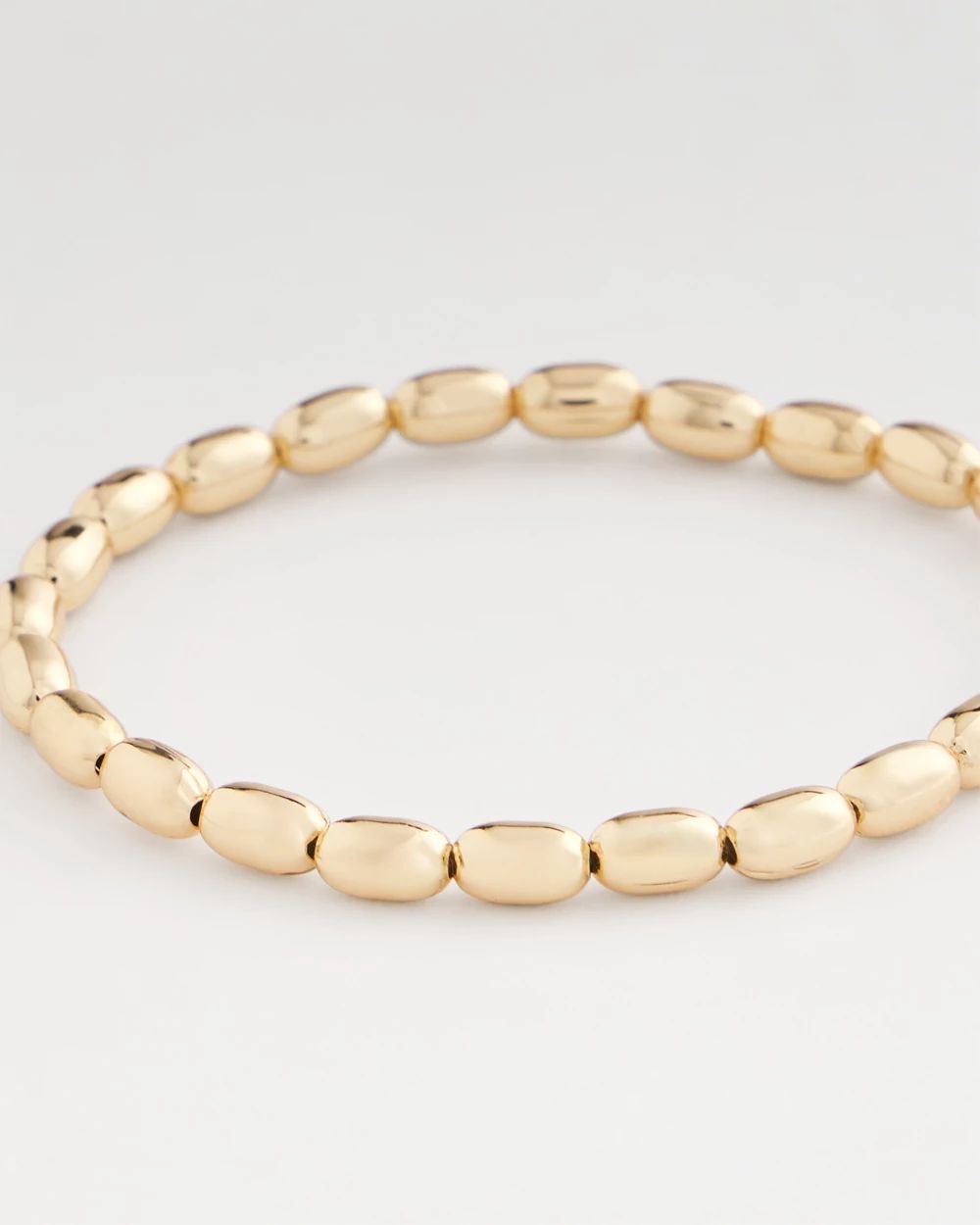 Goldtone Oval Beaded Stretch Bracelet