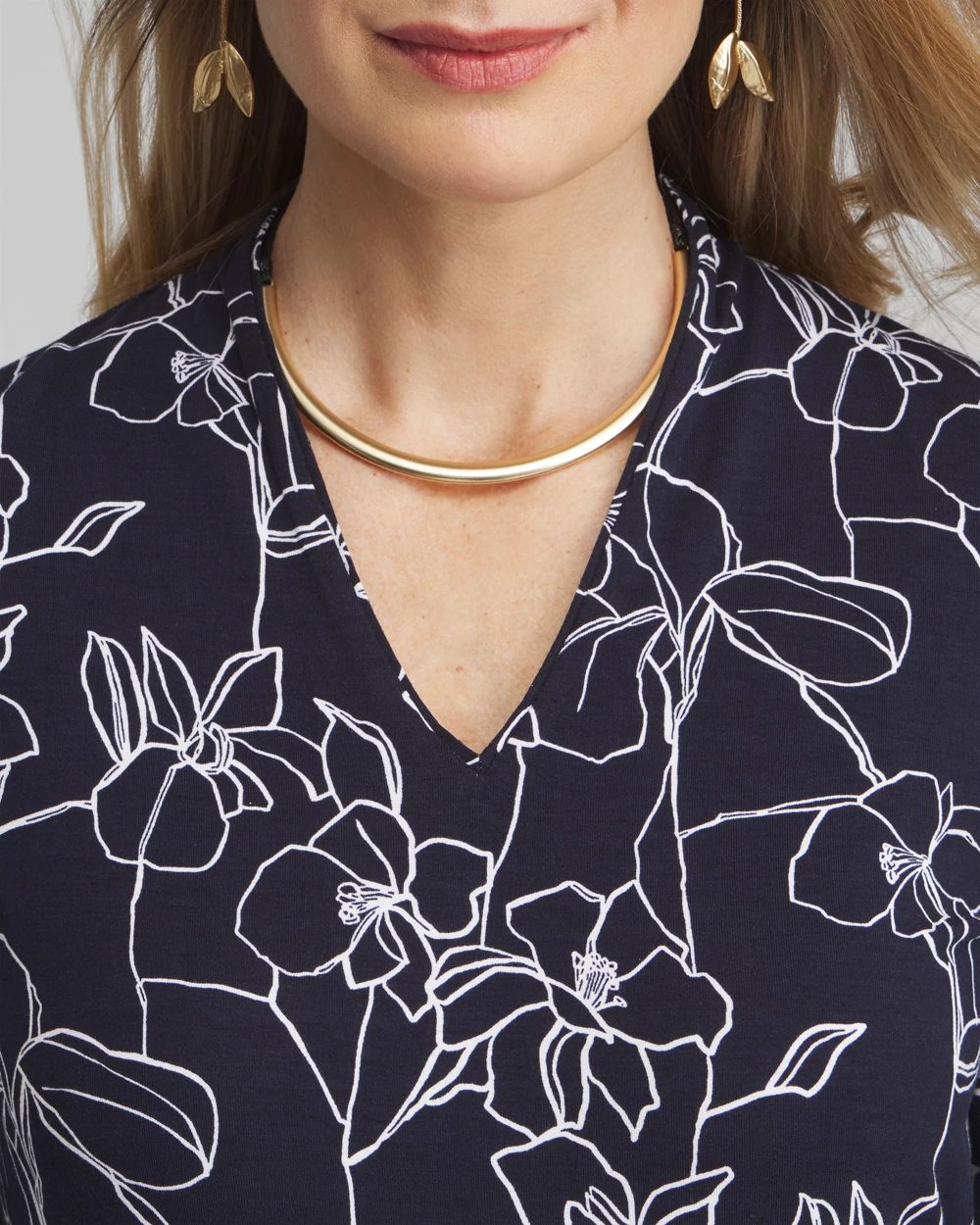 Touch of Cool™ Floral 3/4 Sleeve Tee