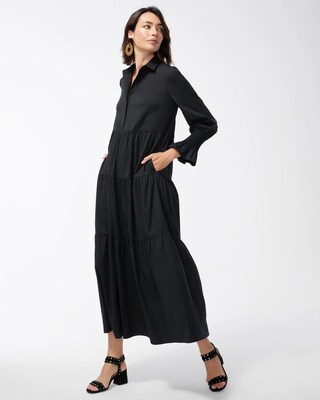 Poplin Tiered Shirt Dress