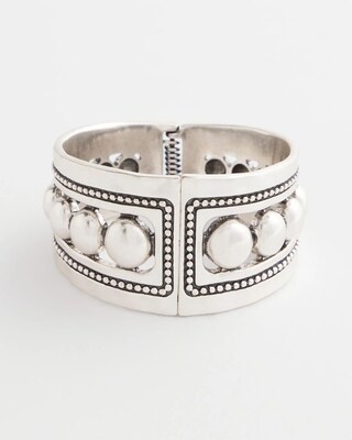 Silvertone Stretch Cuff Bracelet