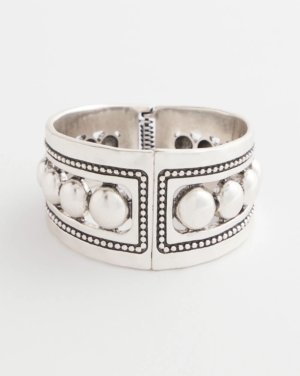 Silvertone Stretch Hinge Bracelet