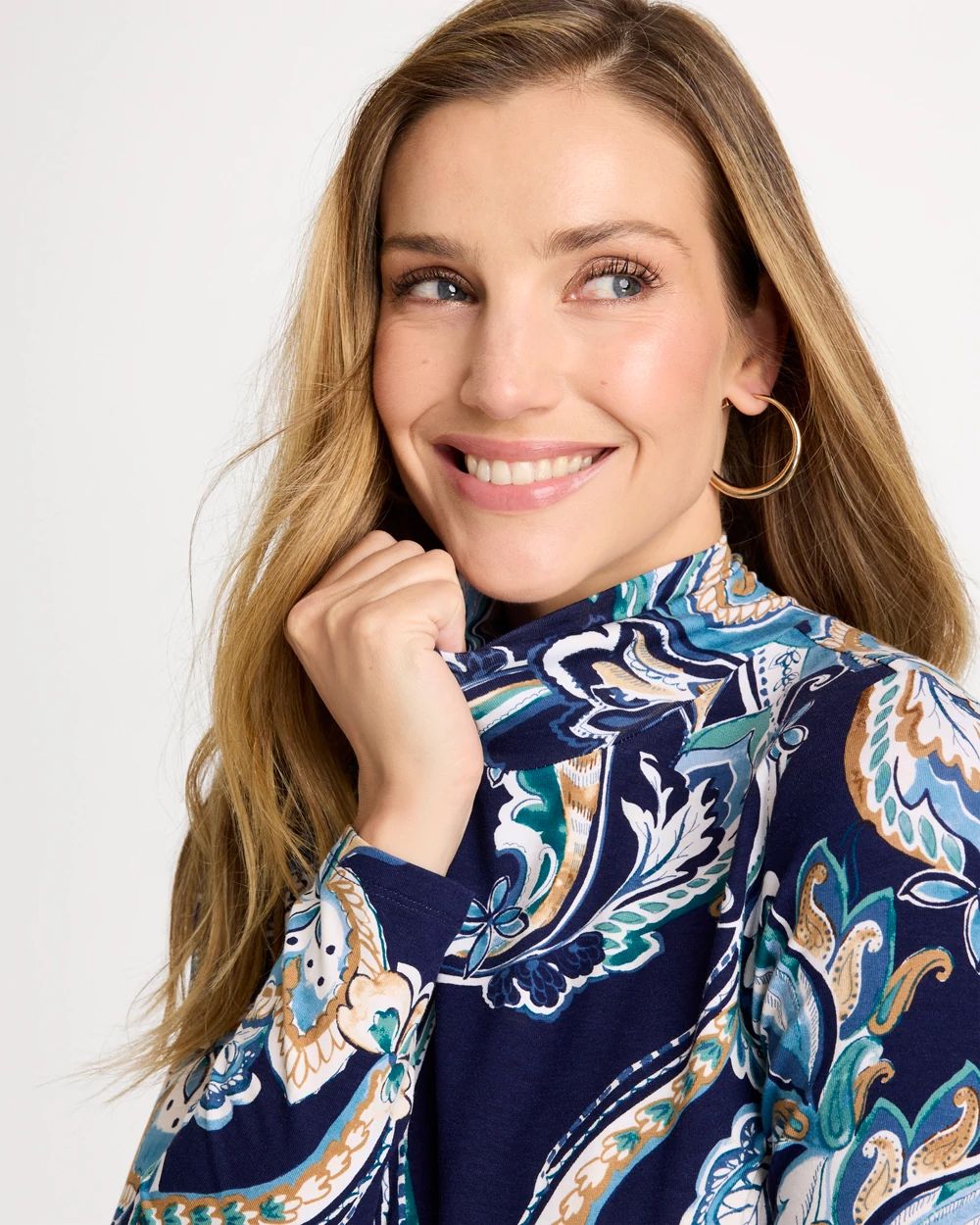 Touch of Cool™ Floral Mockneck Layering Tee click to view larger image.