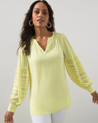 Pleated Long Sleeve Blouse