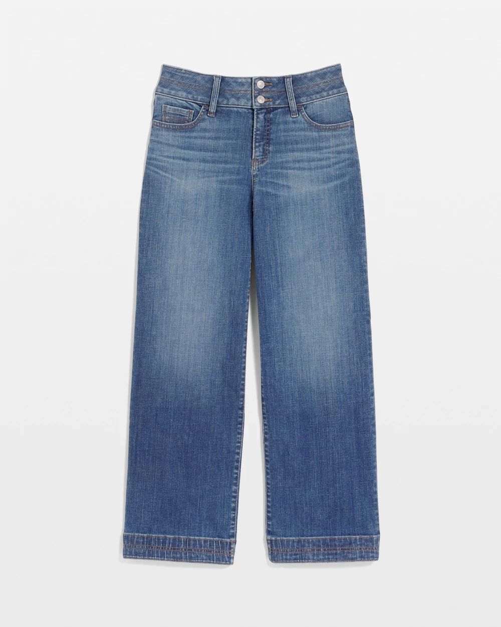 Double Stitch Wide-Leg Cropped Pants