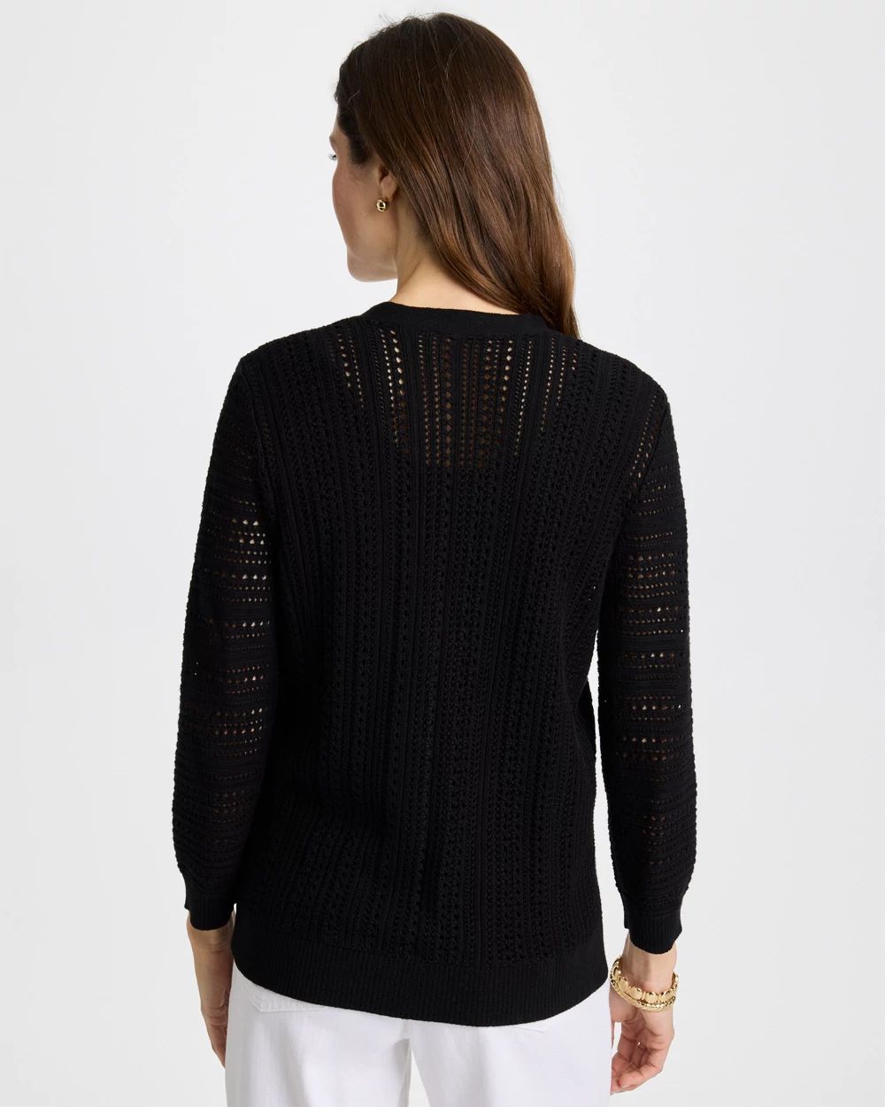 Stitchy V-Neck Cardigan click to view larger image.