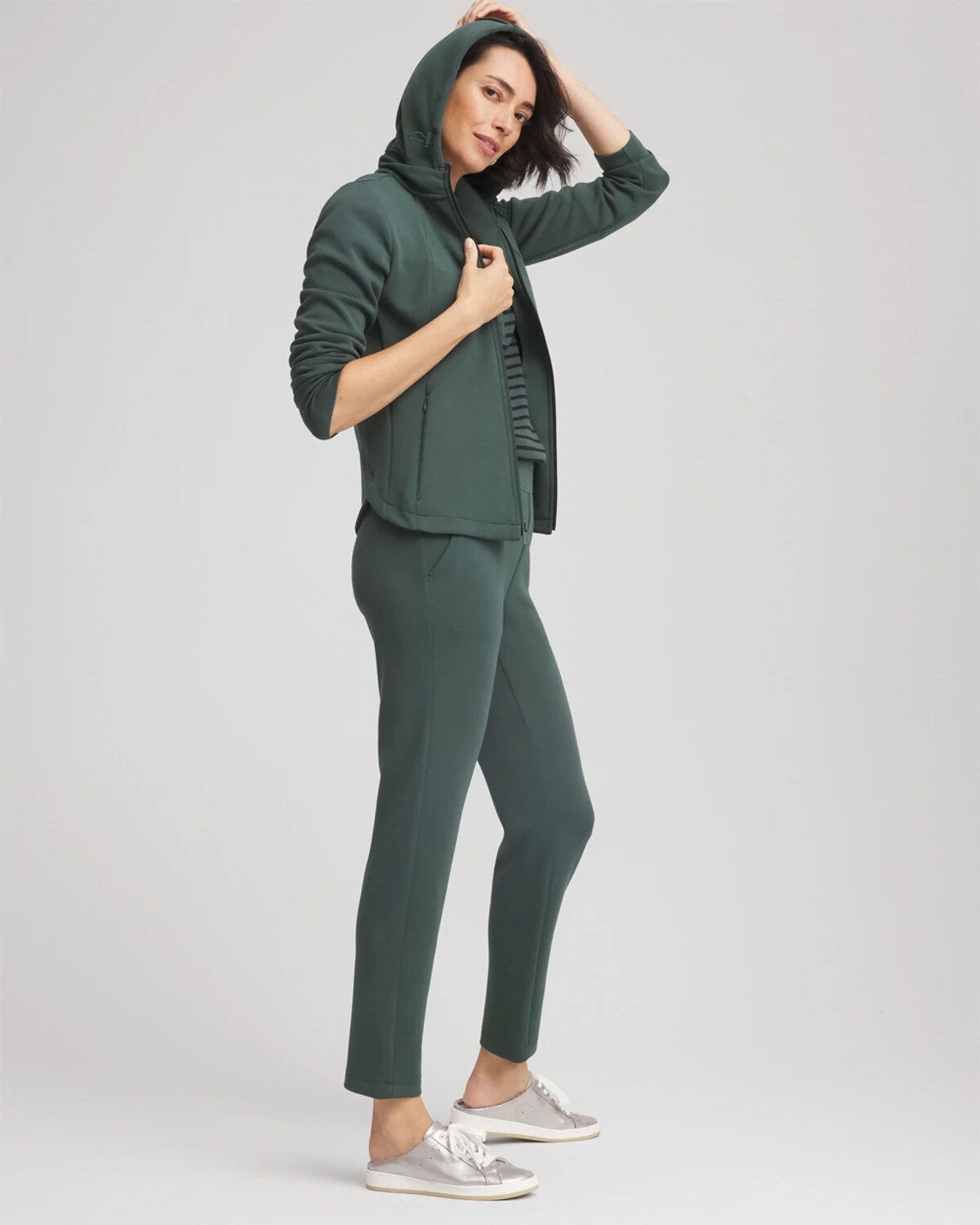 Chico's Scuba Convertible Jacket In Darkest Spruce In Green