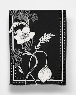 Floral Woven Oblong Scarf click to view larger image.