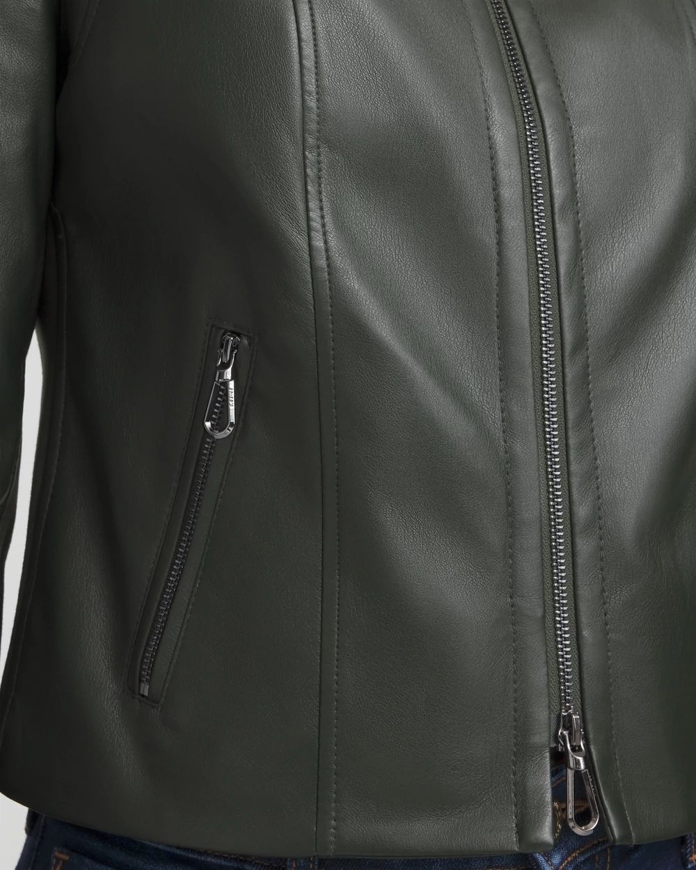 Faux Leather Knit Detail Jacket