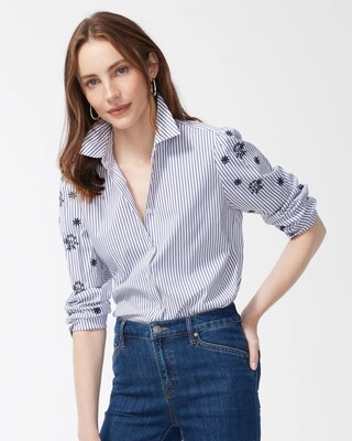 Poplin Embellished Sleeve Shirt