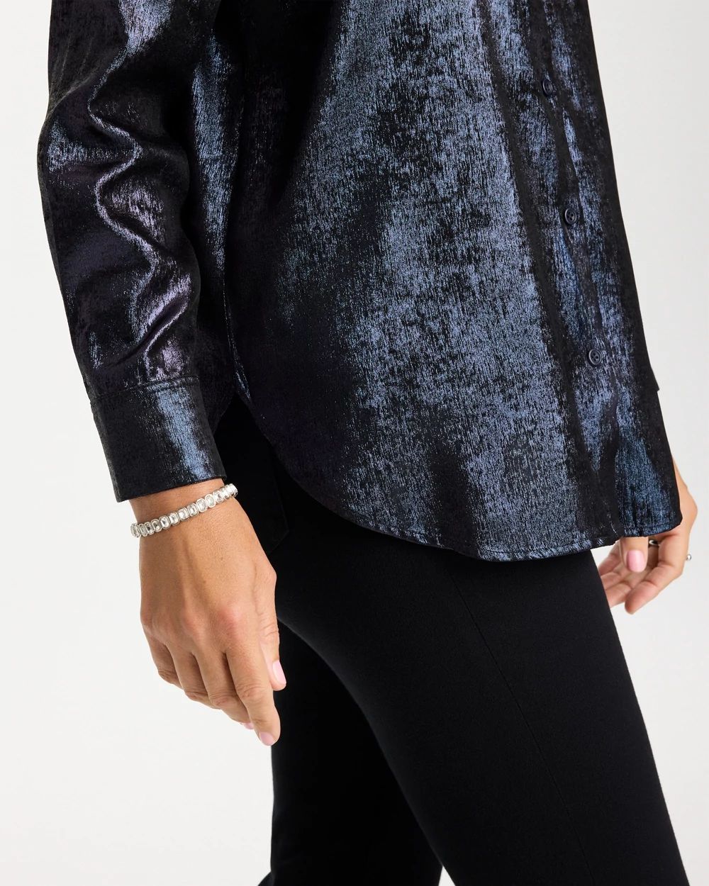Chiffon Collared Long-Sleeve Tunic click to view larger image.