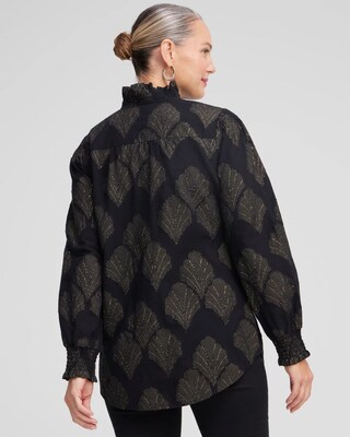 Jacquard Ruffle Neck Shirt