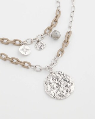 Gold Tone Beaded Charm Necklace click to view larger image.