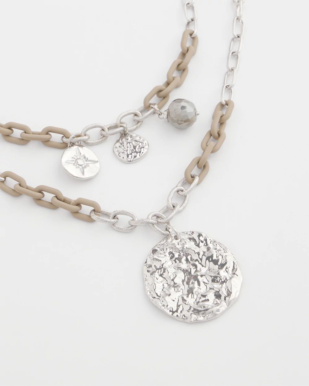 Gold Tone Beaded Charm Necklace