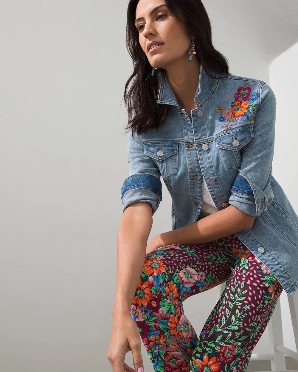 Embroidered Floral Jean Jacket