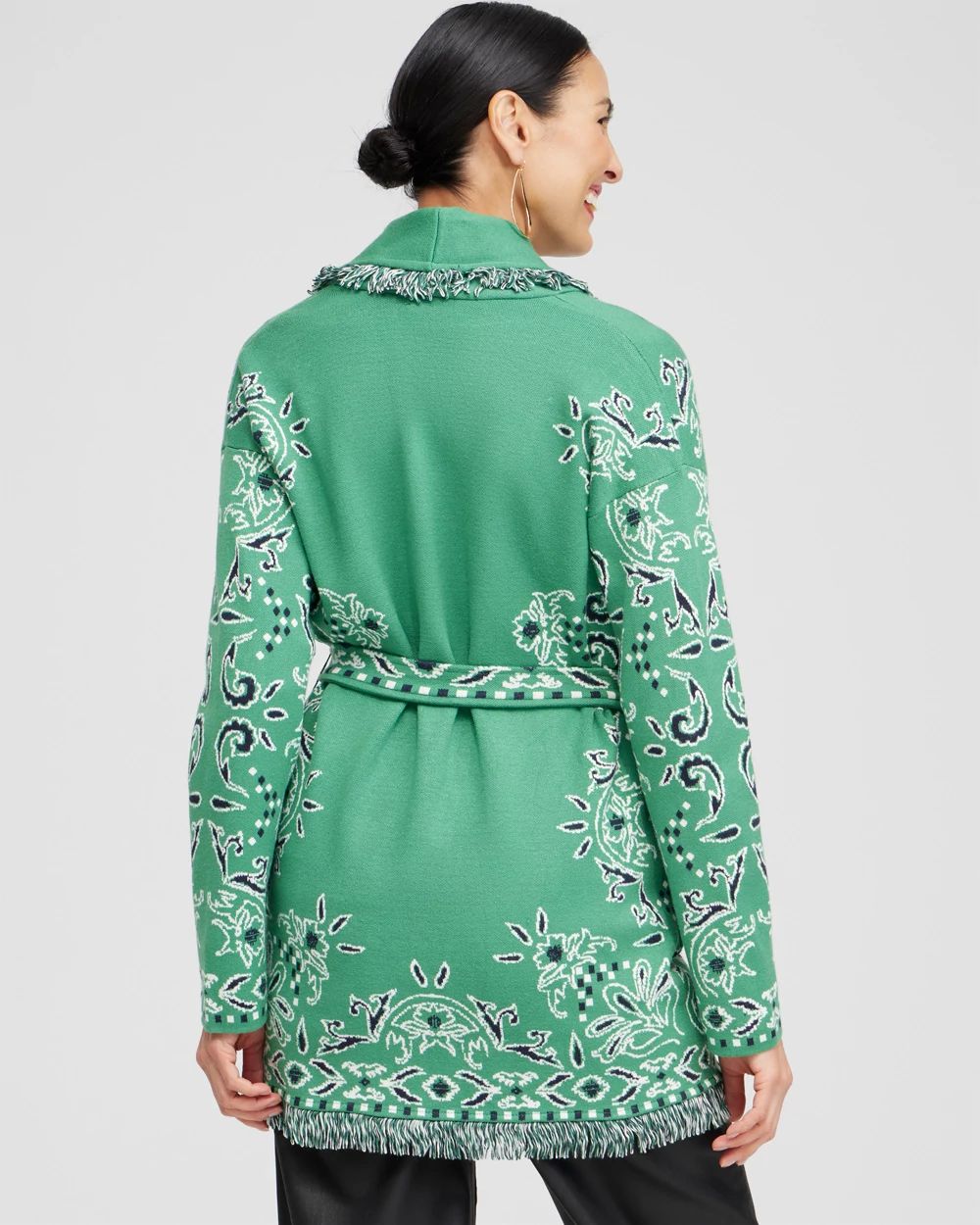 Fringe Bandana Print Cardigan