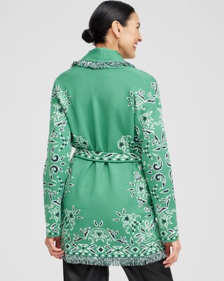 Fringe Bandana Print Cardigan