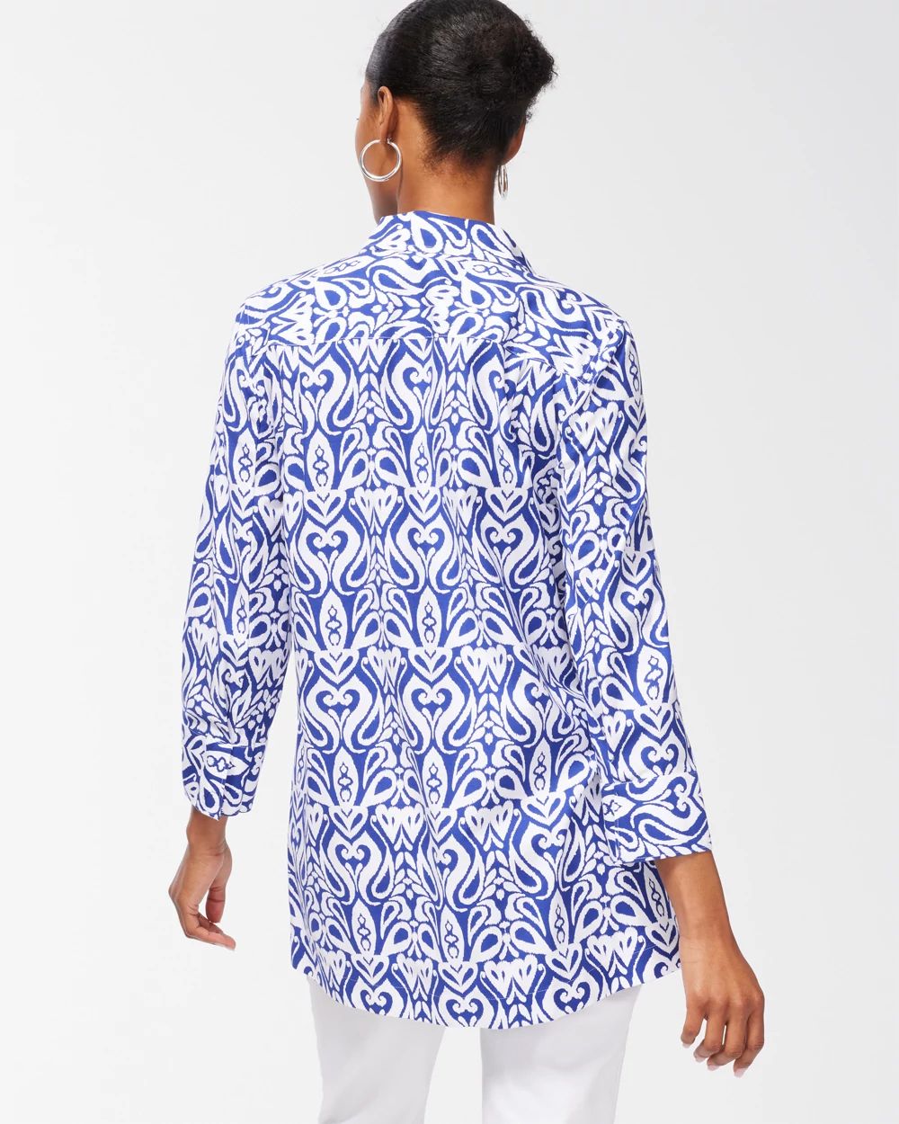 No Iron Stretch Ikat 3/4 Sleeve Tunic