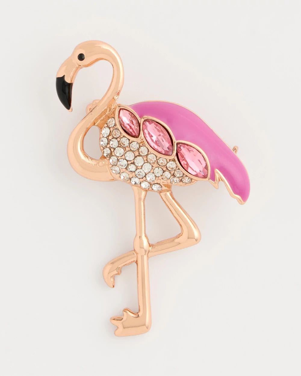 Faux Pink Diamond Flamingo Brooch