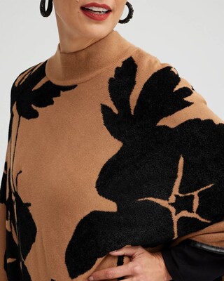 Floral Knit Triangle Poncho