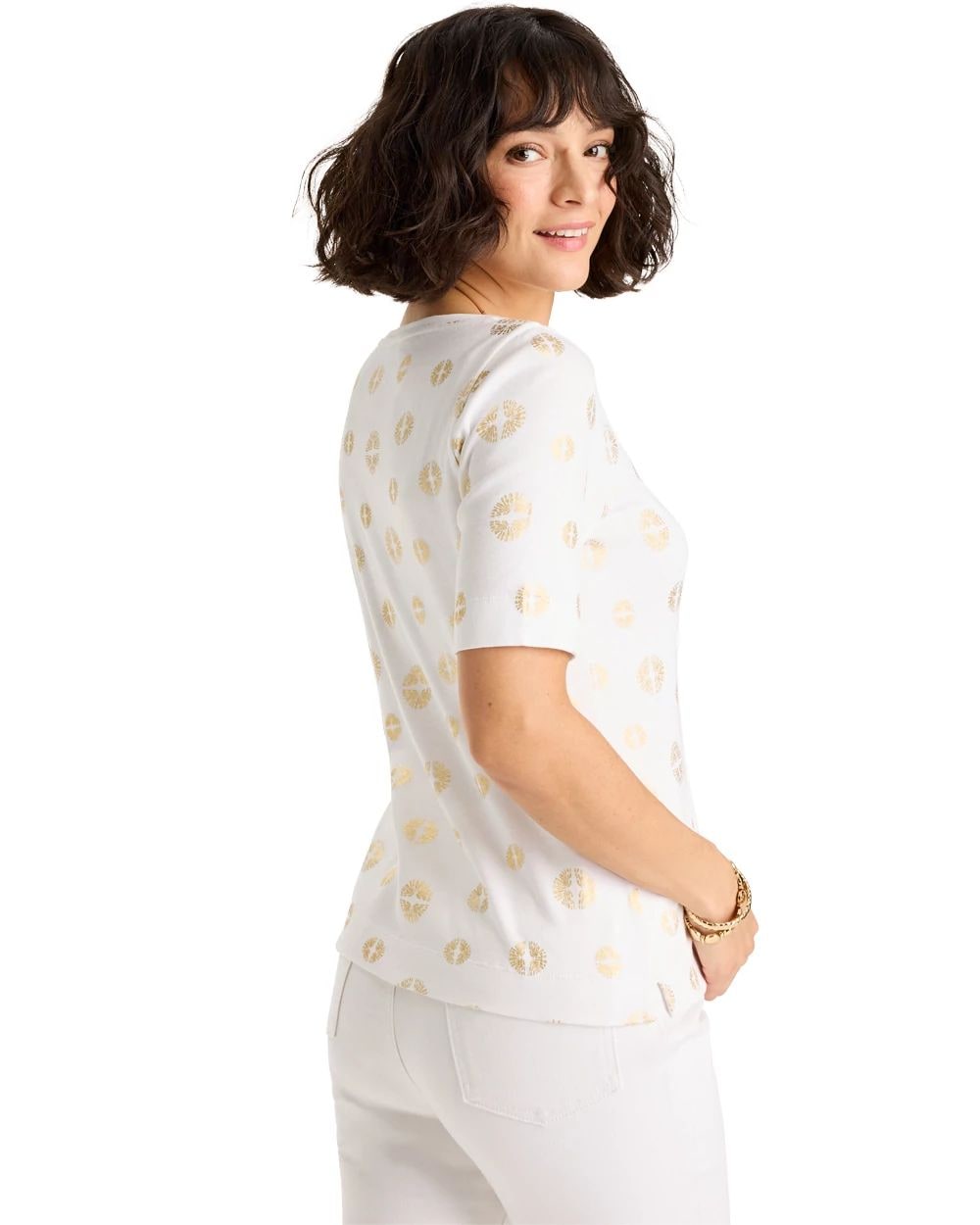 Stamped Pima Elbow Sleeve Tee click to view larger image.