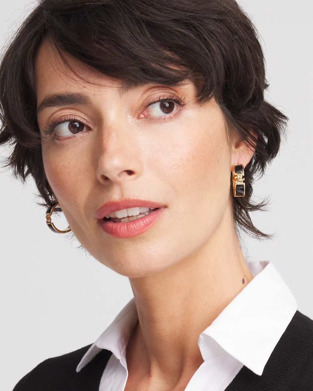 No Droop™ Black CC Hoop Earrings