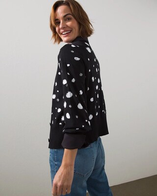 Jacquard Dot Print Cardigan