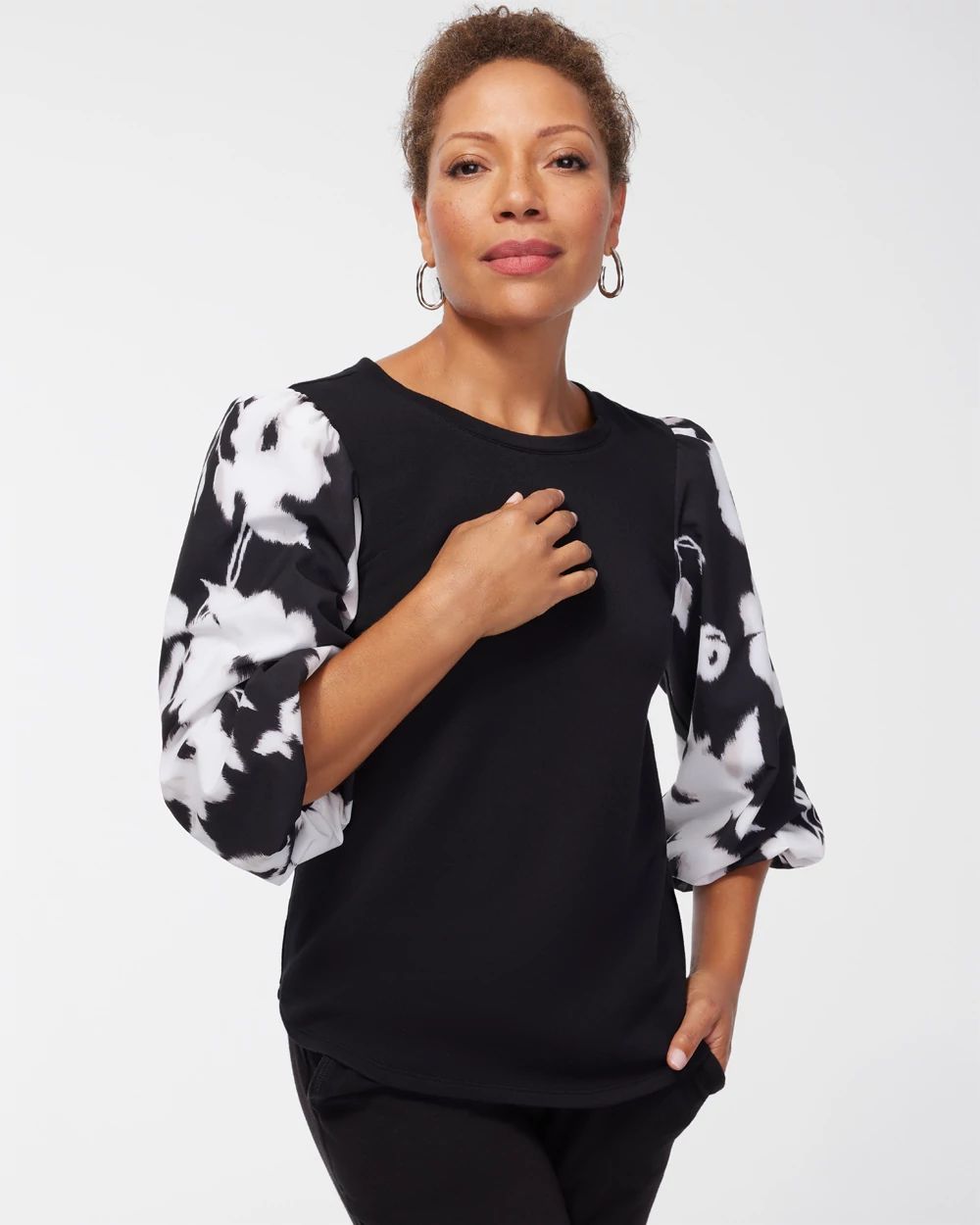 Zenergy Floral Print Sleeve Top