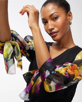 Floral Chiffon Sleeve Tee