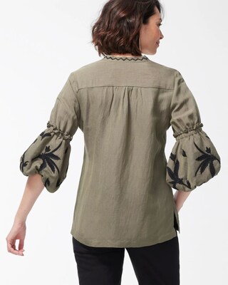 Linen Blend Lantern Sleeve Top