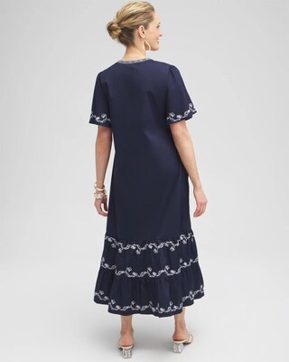 Poplin Embroidered Maxi Dress