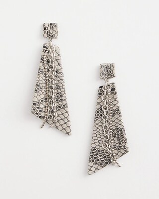 No Droop™ Snakeprint Leather & Chain Drop Earrings